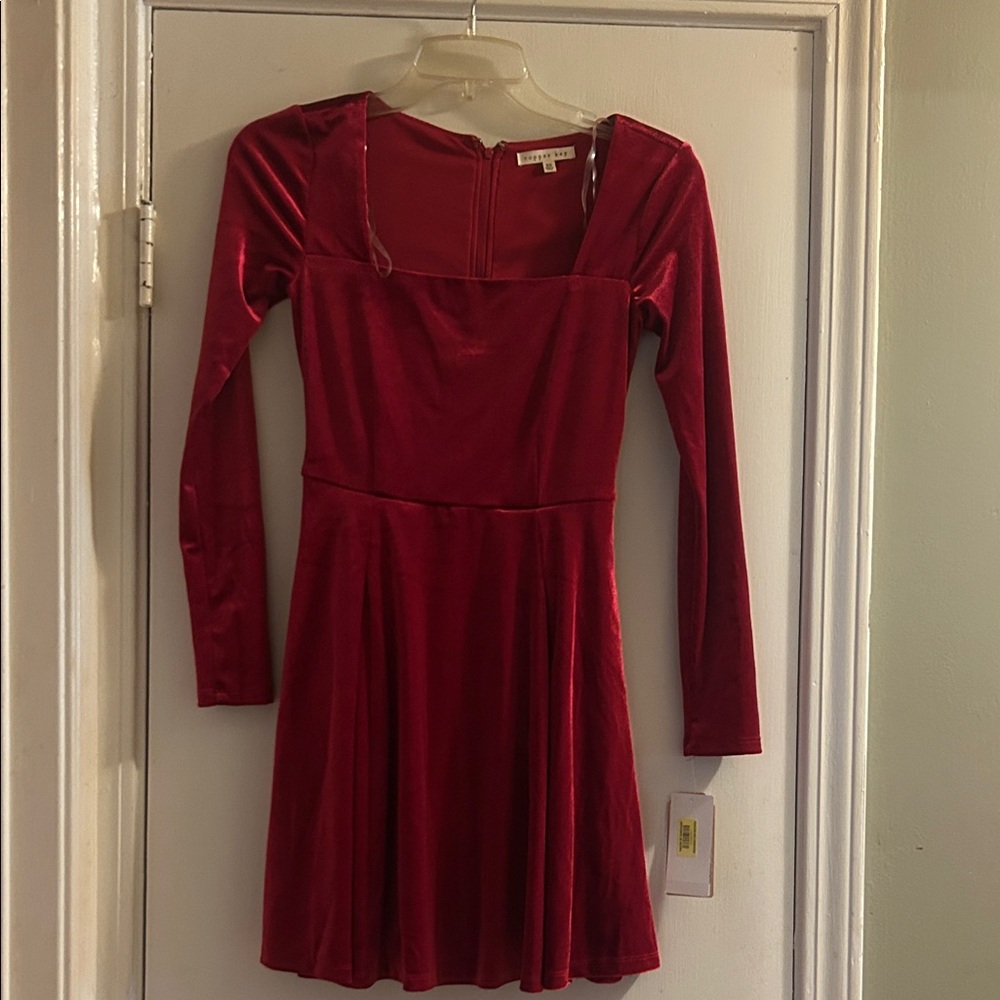 Copper Key Red Long Sleeve Dress